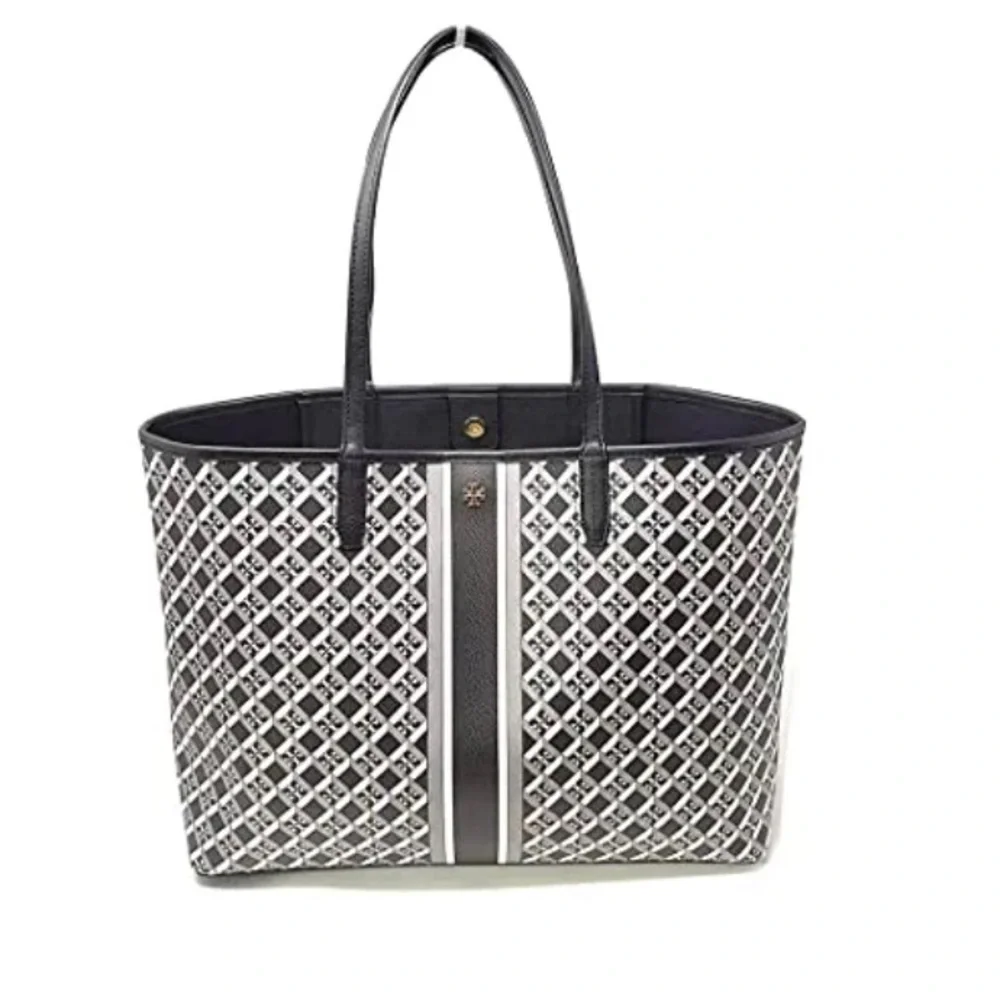 Tory Burch Black Geo logo tote